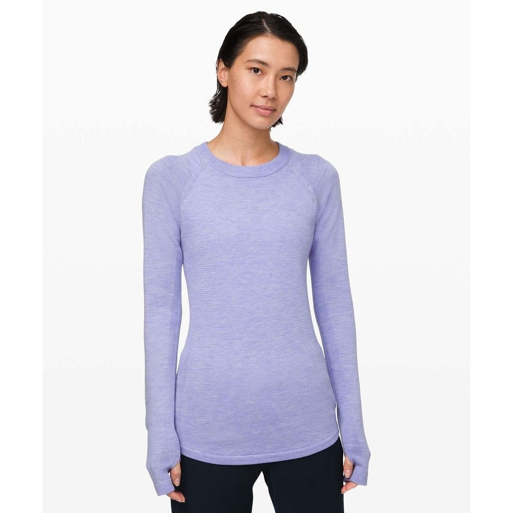 Lululemon Sit In Lotus Sweater Women's Medium Heather Lavender Dusk Merino Slim